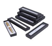 SOFPLATE 8Pcs 6.9 x 1.7 Inch Black Pen Box Display Empty Pencil Box with Clear Window Lid Rectangle Ballpoint Presentation Paper Display Holder Cases for Business Office Birthday Pens Gifts Souvenir