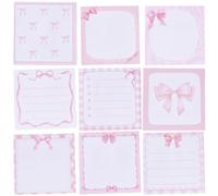 SOFPLATE 9 Styles 450 Sheets Aesthetic Sticky Notes Set Pastel Sticky Notes Bulk Square Self Adhesive Cute Sweet Cartoon Kawaii Bow Tie Sticky Pads for Home Office School Work Supplies Party Favor