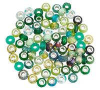 SOFPLATE 90Pcs 15 Styles European Large Hole Beads Green Rondelle Beads Colorful Assorted Resin Small Smooth Loose Lampwork Spacers Findings for Jewellery Making Charms Bracelets Earrings DIY Crafts