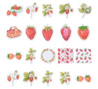 SOFPLATE 90Pcs 15 Styles Strawberry Sticker Mini Size Scrapbook Stickers DIY Decoration Small Paper Watercolor Pink Red Self Adhesive Cute Fruit Decals for Laptop Envelope Scrapbook Journal Notebooks