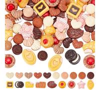 SOFPLATE 90Pcs Cookie Flatback Charms Mini Food Embellishments Resin Colorful Kawaii Chocolate Biscuit Candy Dessert Small Decoden Cabochons for Scrapbook Hair Clip Phone Case DIY Decor Accessories
