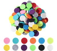 SOFPLATE 96 Pack 12 Colors Car Diffuser Felt Pads Essential Oil Refill Pads 17mm Flat Round Assorted Colorful Refill Perfume Locket Replacement Fibre for Humidifier Air Purifier Home Car Plug Diffuser