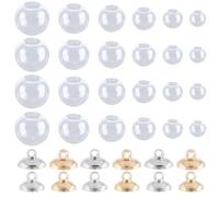 SOFPLATE 96Pcs Glass Globe Charm Empty Bottle Charms with Brass Caps Small Mini Fillable Round Ball Clear Hanging Dangle Wish Ornaments Pendants for Christmas Jewellery Bracelets Necklaces DIY Crafts