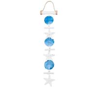 SOFPLATE Beach Seashell Wall Hanging Decor Starfish Wind Chimes Summer Ocean Anchor Nautical Boho Farmhouse Rustic Coastal Themed Wood Windchime Wall Art Decor for Bathroom Bedroom Living Room Home