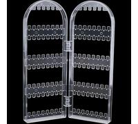 SOFPLATE Clear Earring Holder Organizer Acrylic Jewellery Stand 2 Door Foldable Screen Earring Rack No Assembly Required Display Storage Rack for Necklaces Rings Bracelets Jewellery Dressing Tabletop
