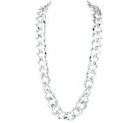 SOFPLATE Fake Silver Rapper Costume Necklace 100cm Chunky Cuban Link Chain Acrylic Fancy Dress Jewellery Big Thick 80s 90s Punk Style Accessory for Men Women Music Party Festival Outfit Decoration