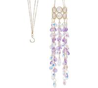 SOFPLATE Hanging Crystal Wind Chimes Hanging Rainbow Maker with Iron Golden Hooks Aesthetics Glass Bells Light Reflections Decorative Windchime Suncatchers for Garden Outdoor Indoor Window DIY Decor