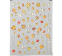 SOFPLATE Leaf Nail Art Stickers Thanksgiving Nail Stickers Gold Fall Autumn Maple Leaf 3D Embossed PET Colorful Self Adhesive Aesthetic Vintage Decals Sheets for Manicure Tips Art DIY Design Decor
