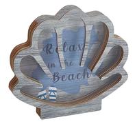 SOFPLATE Seashell Wooden Box Small Shell Shadow Box with Visible Window Sky Blue 6.97x6.1In Wood Beach Decorative Stand Display Holder Case for Sea Glass Shark Tooth Beach Jewellery Art DIY Storage