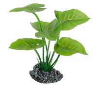 SOFPLATE Silk Leaf Aquarium Plants Faux Fish Tank Plants with Resin Rock Base Green Plastic Artificial Water Taro Leaf Grass Aquatic Decorative Figurine Ornament for Betta Fish Tank Aquarium DIY Decor