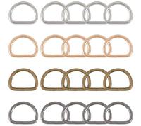 SOFPLATE1 Box 20Pcs 4 Colors Metal D Rings 1.25 inch Purse Strap Hardware Small Semi Circular Non Welded Dee Shape Mini Heavy Duty Hooks D-rings for Sewing Webbing Backpacks Dog Collars Bags Lanyard