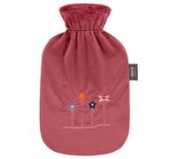 Fashy Hot Water Bottle with Fleece Cover and Embroidery Rust Red 2 L