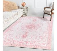 Sofrug Area Rug 5x7 - Vintage Honeycomb Non Slip Bedroom Rug Pink Rug Soft Faux Wool Carpet Foldable & Machine Washable Rugs for Living Room Nursery Room Kids Playroom Home Office