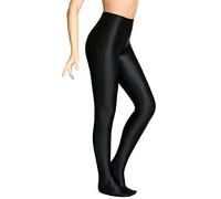 SOFSOT Plus Size Opaque Glossy Pantyhose Wet Look Footed Shiny Tights Pilates Yoga Pants High Waist Leggings, Black, XXL