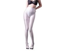 SOFSOT Ultra Sheer Workout Leggings Shiny Tights For Women Control Top to Waist Pantyhose Tummy Control Glossy Panty Hose, White, XL