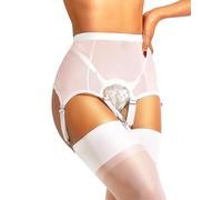 sofsy 6-Strap Tailored-fit Mesh Garter Belt Plus Size | Ultra Stretchy High Waist Lingerie for Women Thigh Highs | Ice White - XXL