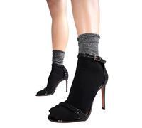 sofsy Glitter Sheer Ankle Socks for Fashion-Forward Women | The Sparkle Essential - Black & Silver - One Size