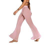 sofsy Pink Mesh Swimsuit Cover Up Pants for Women Sheer Beach Sexy Swimwear Coverup Pant See Through Swim Bikini Bathing Suit Plus-Size Large