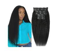 Soft 10"-26" Kinky Straight Clip in Hair Extensions 8Pcs/Set Seamless ins Brazilian Remy Yaki Hairpieces Long(24inches)