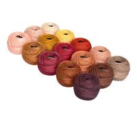 Soft 15 Colors Crochet Thread Double Mercerized Egyptian Long Staple Cotton Pearl Thread Ball 15Pack,100% Cotton (Warm Earth Tone)