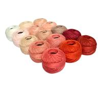 Soft 15 Colors Crochet Thread Double Mercerized Egyptian Long Staple Cotton Pearl Thread Ball 15Pack,100% Cotton (Brown Warm Tones)