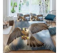 Soft 3D Microfiber Falcon In Bed Quilt Cover Breathable Bedding Set w/ Pillowcase Nature Wildlife Bedding Quilt Cover All Season Easy Care Machine Washable for Kids Teens Adults Single（140x200cm）