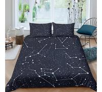 Soft 3D Microfiber StarryNightSky Comforter Cover Breathable Bedding Set with Pillowcases CelestialMapStyle Quilt Cover All Season Easy Care Machine Washable for Bedroom Decoration Double（200x200cm）