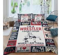 Soft 3D Microfiber Wrestling apparel Comforter Cover Breathable Bedding Set w/ Pillowcases Sporty graphic design Quilt Cover All Season Easy Care Machine Washable for Bedroom Decor Single（140x200cm）