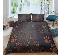 Soft 3D Print Microfiber Animal tracks Bed Quilt Cover All Season Bedding Sets with Matching Pillowcase Nature-inspired design Duvet Cover Set Breathable, Easy Care, for All Single（135x200cm）