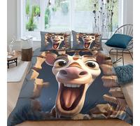 Soft 3D Print Microfiber Cartoon giraffe Duvet Cover Set All Season Bedding Set with Pillow Shams Fun animated style Bedding Quilt Cover Easy Care, Washable for Kids Teens Adults Single（140x200cm）