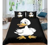 Soft 3D Print Microfiber Cute duck cartoon Quilt Cover All Season Bedding Set w/ Pillowcases Cartoon animal design Comforter Cover Easy Care Breathable Washable for Kids Teens Adults King（220x240cm）