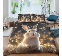 Soft 3D Print Microfiber cute rabbit Bed Quilt Cover All Season Bedding Set w/Pillowcase digital art style Duvet Cover Sets Breathable Machine Washable for Teens Adults Super king（260x220cm）