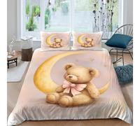 Soft 3D Print Microfiber cute teddy bear Bed Quilt Cover All Season Bedding Sets w/ Matching Pillowcase soft bedtime illust Duvet Cover Set Breathable, Easy Care, Washable All Super king（260x220cm）