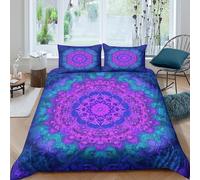 Soft 3D Print Microfiber Mandala design Quilt Cover All Season Bedding Set w/Pillowcases Psychedelic abstract art Comforter Cover Easy Care Breathable Washable for Kids Teens Adults King（220x240cm）