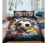 Soft 3D Print Microfiber SoccerBallImpact Duvet Cover Set All Season Bedding Set with Pillow Shams DynamicArtStyle_ Bedding Quilt Cover Easy Care, Washable for Kids Teens Adults Single（140x200cm）