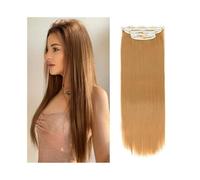 Soft 4Pcs/Set 24" Long Straight Thick Hair Piece Synthetic Clip In Extensions for Women 180g Full Head with 11 Clips Long(Dark Blonde)