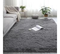 Soft 90 x 120 cm Area Rugs Anti Slip Home Decor Soft Fluffy Rug Yoga Carpet Shaggy Thick Warm for Bedroom Living Kids Dining Dorm Indoor, Dark Grey