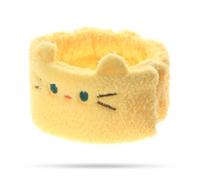 Soft Adjustable Cat Ear Headband - Microfiber Face Wash Headband, Cat Ear Velcro Quick Dry No Crease Non Slip for Face Makeup Yoga Spa Skincare Yoga Routine (Yellow,1 Count (Pack of 2))