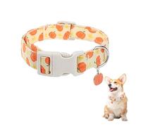 Soft Adjustable Dog Collar,Dog Collar with Colorful Flowers Printed (Pumpkin, S(Neck 25-40cm,Width 2cm))