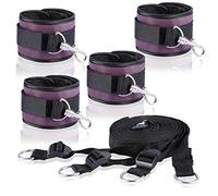 Soft Adjustable Strap Set PU Leather Kit for Wrists and Ankles Home Fitness (Purple Kit)