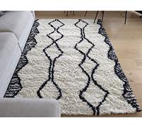Soft Alaska Nomad Scandi Cream Morrocan Nordic Shaggy hallway lounge bedroom shaggy rugs 80x150