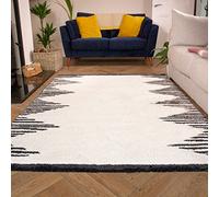 Soft Alaska Tribal Scandi Cream Morrocan Nordic Shaggy hallway lounge bedroom shaggy rugs 120X170CM