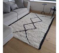 Soft Alaska Uno Scandi Cream Morrocan Nordic Shaggy hallway lounge bedroom shaggy rugs 60X110CM