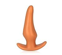 Soft Anal Plugs Masturbator, Liquid Silicone Butt Plug with Safety Base Gold Anal Dildo Vagina Dilator Anal Expander Masturbation Sex Toys for Men and Women (S)