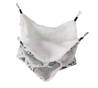Soft and comfortable breathable Hamster Hammock, spacious and warm with a metal hook, for Small Pets Like Hamsters and Guinea Pigs, made of Linen and Plush, 30 x 30cm (White Cat)