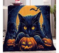 Soft and Comfortable Printed Throw Blanket, Simple Cat Pumpkin Warmth Orange Gray Durable, King Suitable for Families, 71" x 79" Perfect for Use in the Living Room