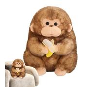 Soft and cute monkey holding a banana, monkey toy holding a banana, suitable for decorating the living room, sofa, bedroom, night table, bookcase