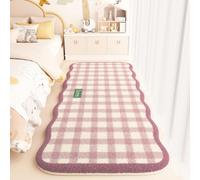 Soft and Fluffy Area Rug, Microfiber, Faux Cashmere Texture, Butterfly Checkered Stripe Pattern, Carpet for Bedroom, Living room, Hallway, Bedside Runners Floor Mat, Non-Slip, 80x160 cm, Color 3