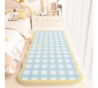 Soft and Fluffy Area Rug, Microfiber, Faux Cashmere Texture, Butterfly Checkered Stripe Pattern, Carpet for Bedroom, Living room, Hallway, Bedside Runners Floor Mat, Non-Slip, 50x120 cm, Color 5