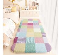 Soft and Fluffy Area Rug, Microfiber, Faux Cashmere Texture, Butterfly Checkered Stripe Pattern, Carpet for Bedroom, Living room, Hallway, Bedside Runners Floor Mat, Non-Slip, 80x160 cm, Color 6